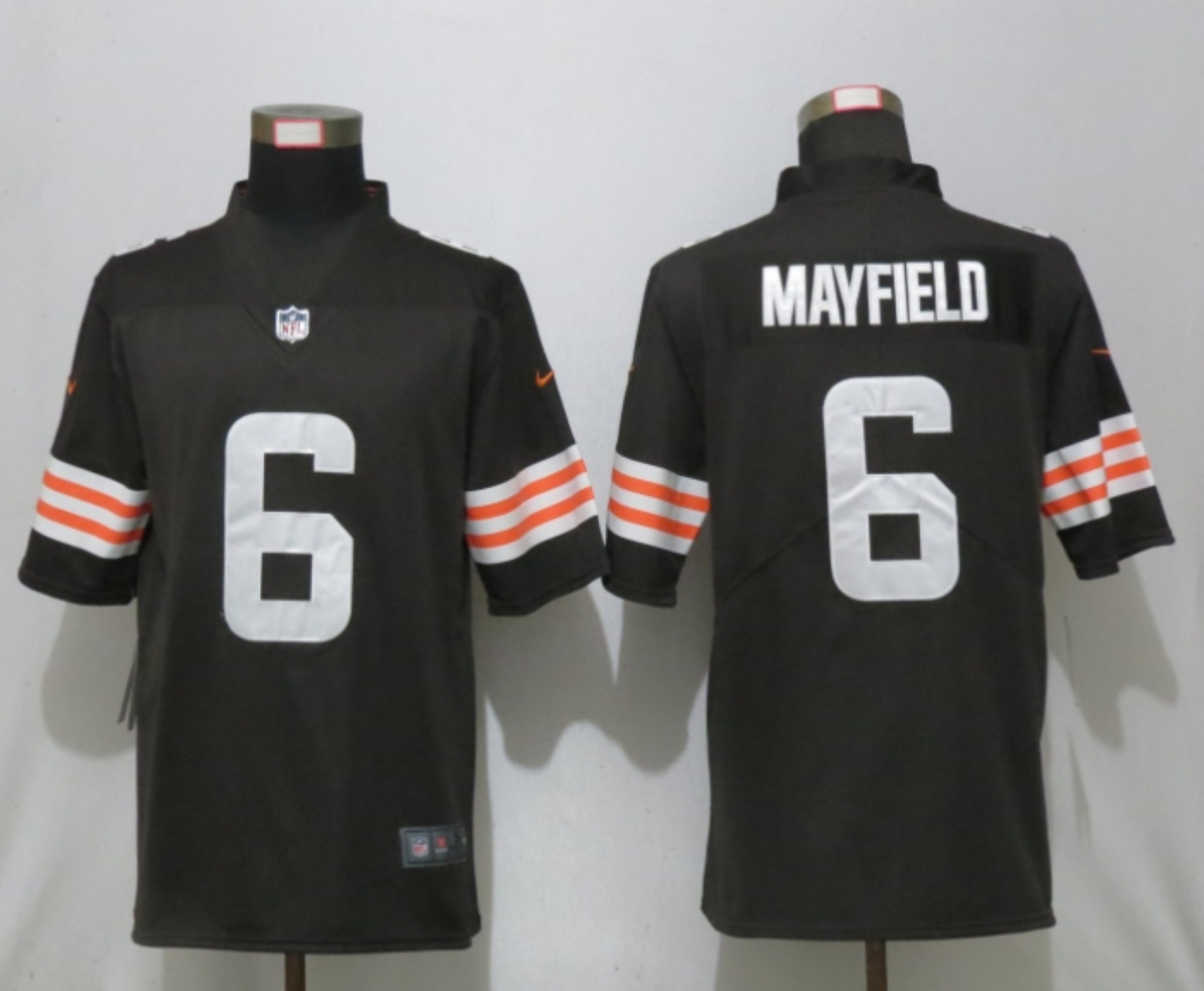 Men New Nike Cleveland Browns #6 Mayfield Brown Vapor Limited Player Jersey